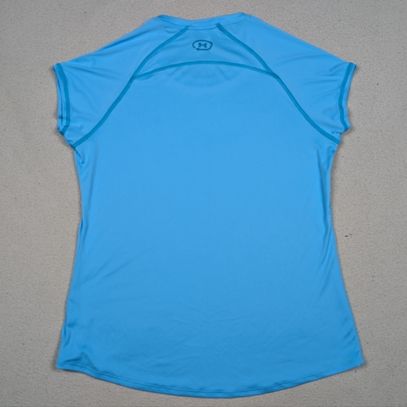 Under Armour Green Semi-Fitted Heat Gear Workout T-shirt Blue Women's Size Large - Picture 8 of 15